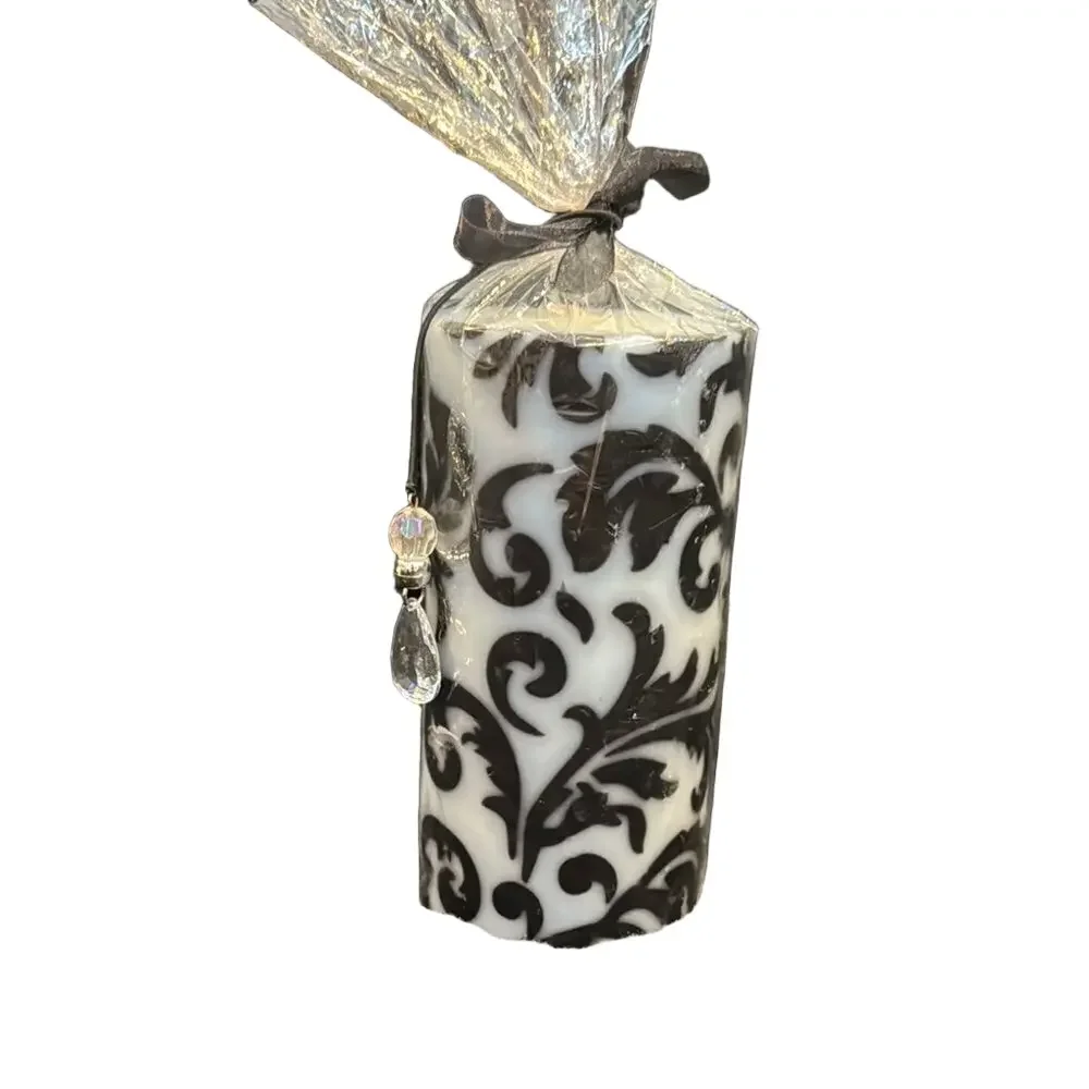 Elegant Black and White Decorative Candle